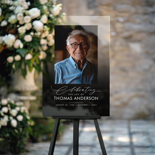 メモリアルまたは葬儀写真トリビュート黒い色あせ アクリルサイン