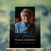 メモリアルまたは葬儀写真トリビュート黒い色あせ アクリルサイン (ニュートラル)