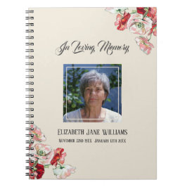 メモリアルまたは葬式ゲストブックウォーターカラーポピー ノートブック