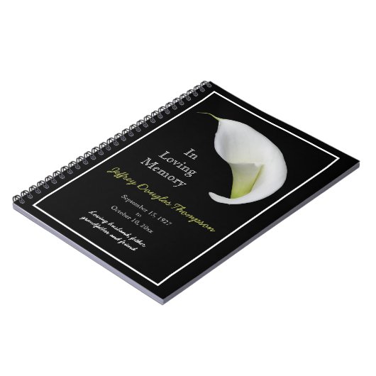 メモリアルまたは葬式ゲストブックノートブック – Lily ノートブック (左側)