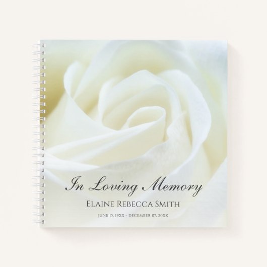 メモリアルまたは葬式ゲストブックフローラバラ ノートブック (正面)