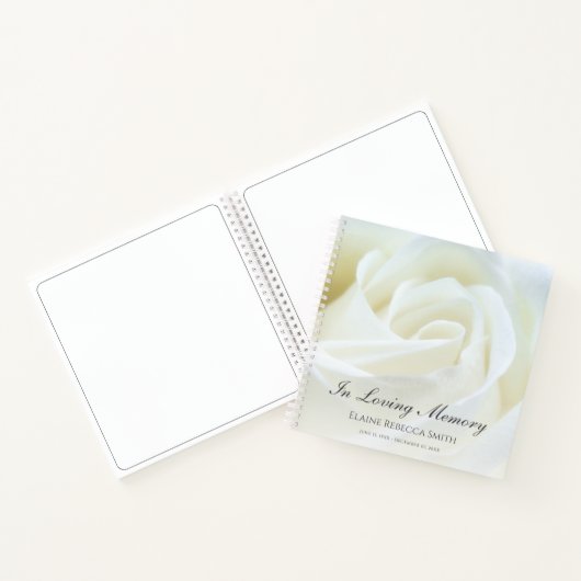 メモリアルまたは葬式ゲストブックフローラバラ ノートブック (内部)