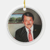 メモリアルイニシャルパターンモダン記念 セラミックオーナメント (裏面)