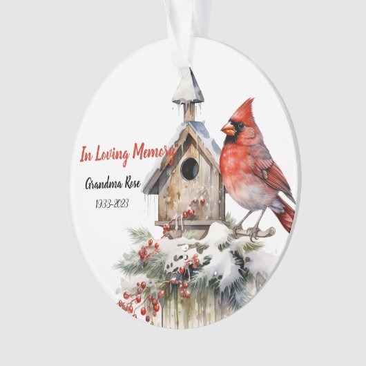 メモリアルウォーターのカラー(鳥)ショウジョウコウカンチョウ オーナメント (正面)