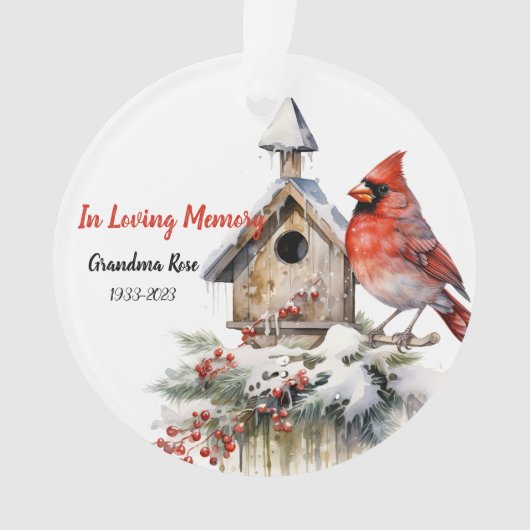 メモリアルウォーターのカラー(鳥)ショウジョウコウカンチョウ オーナメント (正面)