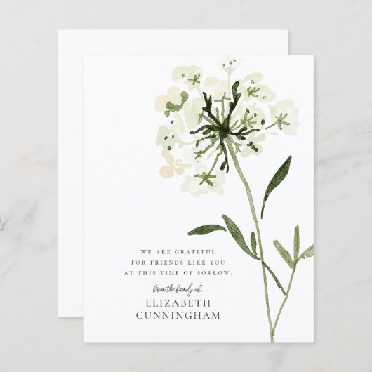 メモリアルウォーターカラーフラワーボタニカルシエレガントック (正面/裏面)