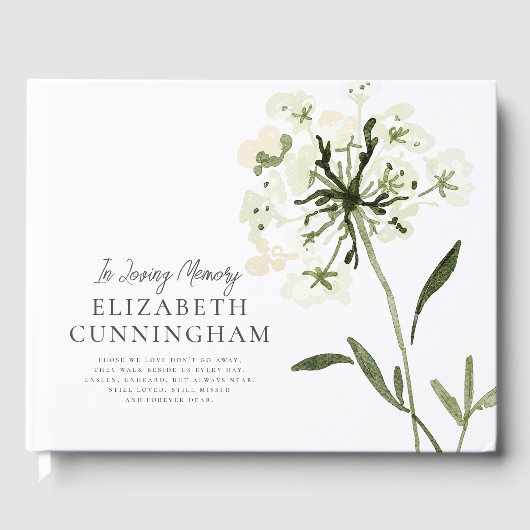 メモリアルウォーターカラーフラワーボタニカルシエレガントック ゲストブック (正面)