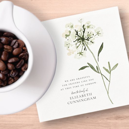 メモリアルウォーターカラーフラワーボタニカルシエレガントック スタンダードカクテルナプキン