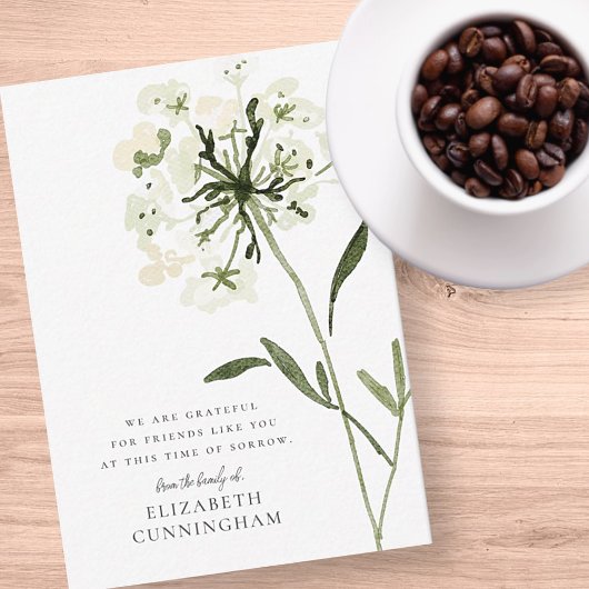 メモリアルウォーターカラーフラワーボタニカルシエレガントック ノートカード