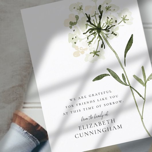 メモリアルウォーターカラーフラワーボタニカルシエレガントック ポストカード