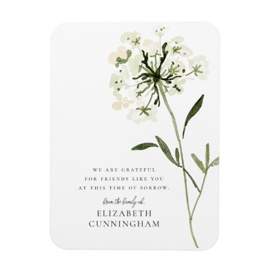 メモリアルウォーターカラーフラワーボタニカルシエレガントック マグネット (縦)