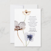 メモリアルウォーターカラーフローラボタニカルシエレガントック サンキューカード (正面)