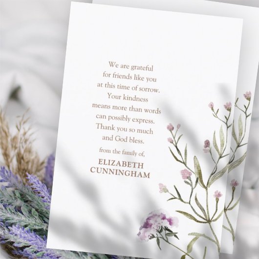 メモリアルウォーターカラーフローラボタニカルシモダンック サンキューカード