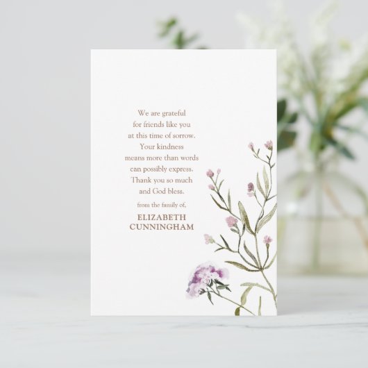 メモリアルウォーターカラーフローラボタニカルシモダンック サンキューカード (スタンド正面)