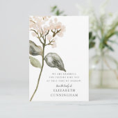 メモリアルウォーターカラーボタニカルフローラエレガントシック サンキューカード (スタンド正面)