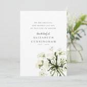 メモリアルウォーターカラーボタニカルフローラエレガントシック サンキューカード (スタンド正面)