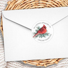 メモリアルウォーターカラー（鳥）ショウジョウコウカンチョウパイン ラウンドシール