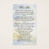 メモリアルウッドランド鹿の葬儀祈りの言葉カード詩 (裏面)