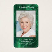 メモリアルエメラルドグリーンフォト葬儀祈りの言葉カード (正面)