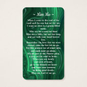 メモリアルエメラルドグリーンフォト葬儀祈りの言葉カード (裏面)