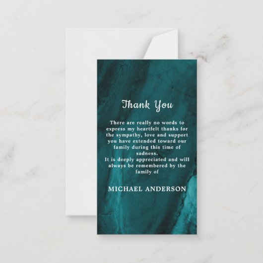 メモリアルエメラルドグリーン大理石葬式 ノートカード (裏面)