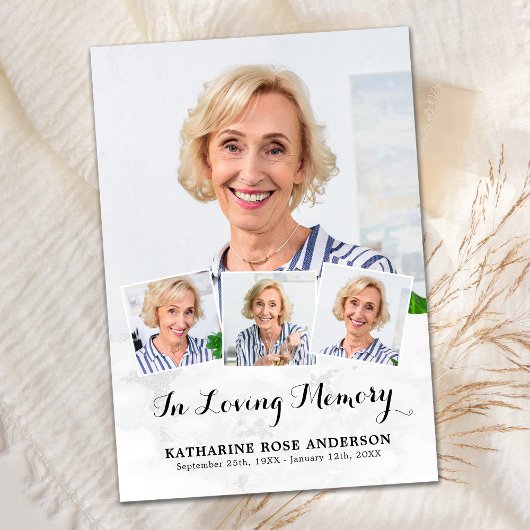 メモリアルエレガント4フォトコラージュ葬儀悔やみや弔慰 サンキューカード