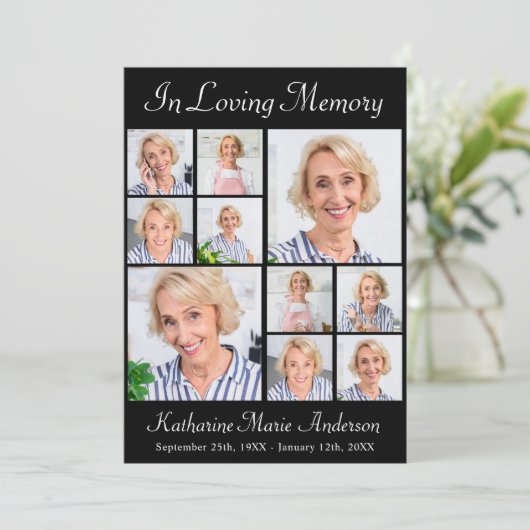 メモリアルエレガント6フォトコラージュ悔やみや弔慰葬儀 サンキューカード (スタンド正面)