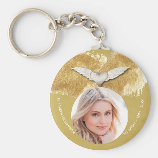 メモリアルエンジェルウィングス記念写真 キーホルダー (正面)