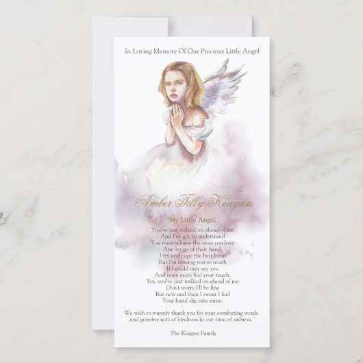 メモリアルエンジェルロス葬儀サンキューカード サンキューカード (正面)