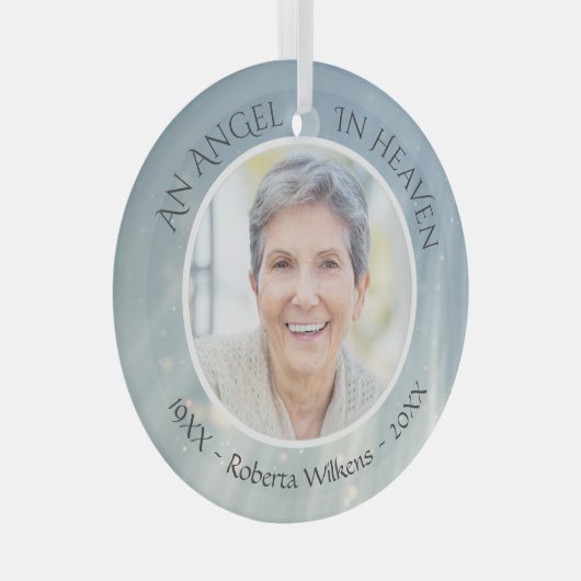 メモリアルエンジェル天国写真記憶の記念 ガラスオーナメント (正面右)