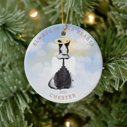 メモリアルエンジェル犬の羽の写真セラミックオーナメント セラミックオーナメント (ツリー)