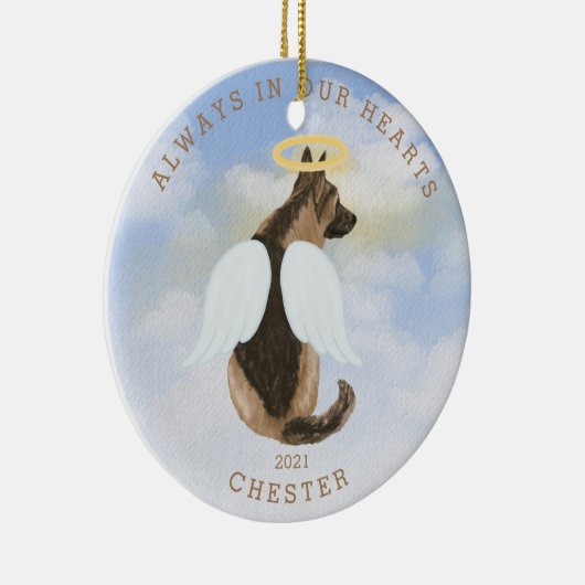 メモリアルエンジェル犬の羽の写真セラミックオーナメント セラミックオーナメント (右)