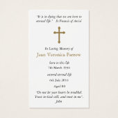 メモリアルエンジェル葬儀ロス祈りの言葉同情カード (裏面)