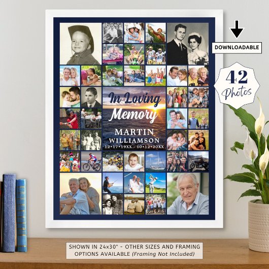 メモリアルオーシャンサンセット 42枚の写真 愛する人の記憶に ポスター