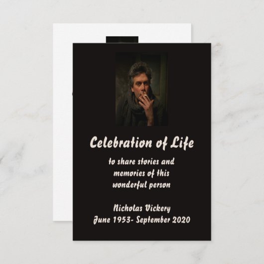 メモリアルカスタムサービス人バイクバイクもしくは自転車に乗る人 招待状 (正面/裏面)