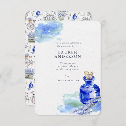 メモリアルカントリー素朴ラベンダーフローラ植物学 サンキューカード (正面/裏面)