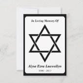 メモリアルカーエレガントド:デイビッドの星 招待状 (裏面)