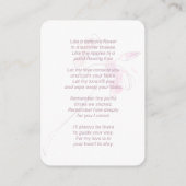 メモリアルカードフローラ赤面ピンクウォーターカラー写真 名刺 (裏面)