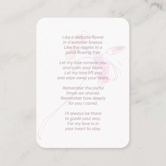 メモリアルカードフローラ赤面ピンクウォーターカラー写真 名刺 (裏面)