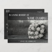 メモリアルカード白いバラの花束モノクロム シーズンポストカード (正面/裏面)