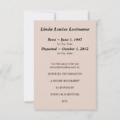 メモリアルカード：シルエット夜 招待状 (裏面)