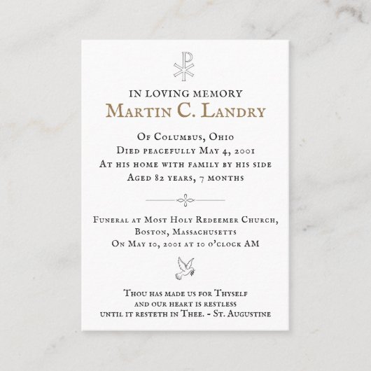 メモリアルカード 名刺 (正面)