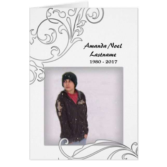 メモリアルカード：白い花模様 (正面)