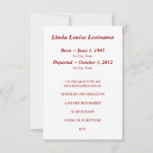 メモリアルカード：赤い花飾り 招待状 (裏面)