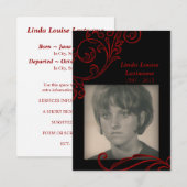 メモリアルカード：赤い花飾り 招待状 (正面/裏面)