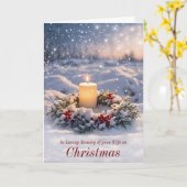 メモリアルキャンドル付き妻のクリスマス記念碑 カード (黄色い花)