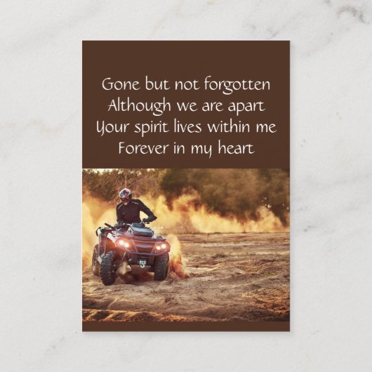 メモリアルキープサククワッドダートモーターバイク 名刺 (裏面)