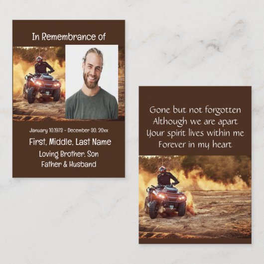 メモリアルキープサククワッドダートモーターバイク 名刺 (正面/裏面)