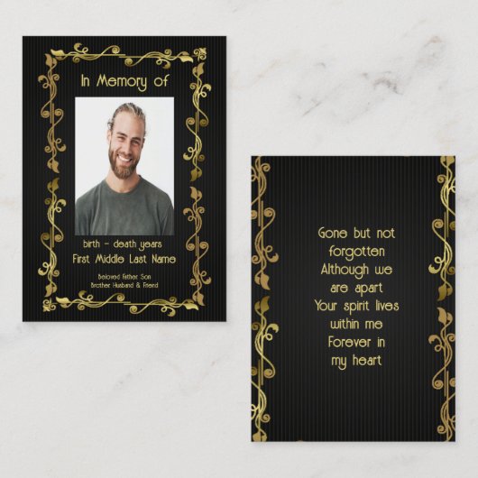 メモリアルキープサケクラシックーモダンブラック金ゴールド 名刺 (正面/裏面)