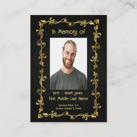 メモリアルキープサケクラシックーモダンブラック金ゴールド 名刺 (正面)